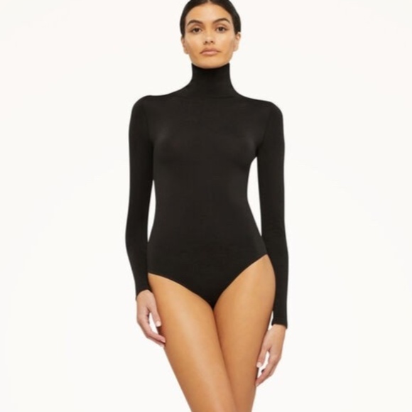 WOLFORD Black Classic Turtleneck Bodysuit, Size Large, $295 Retail - Picture 1 of 7